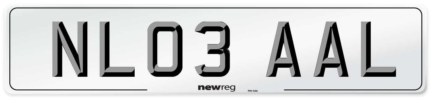 NL03 AAL Number Plate from New Reg